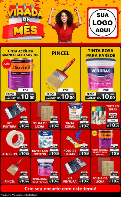 Modelo de Encarte para Encarte Grande com o tema Virada de Mês para Tintas e Ferramentas