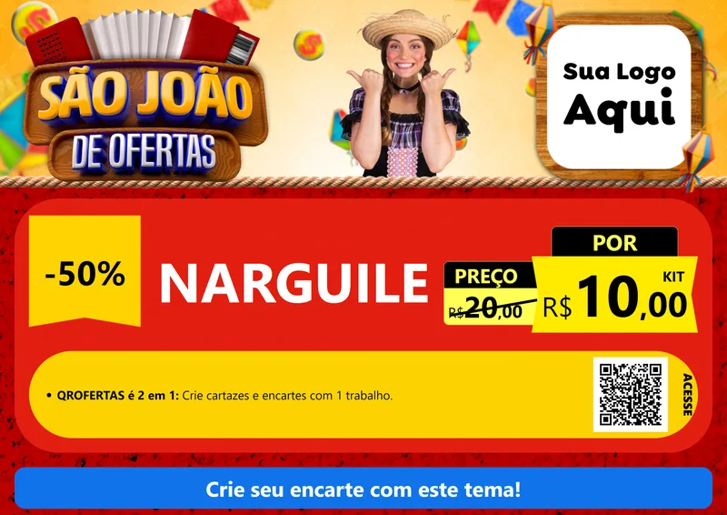 Modelo de Cartaz para Cartaz A4 Horizontal com o tema São João de Ofertas para Tabacaria