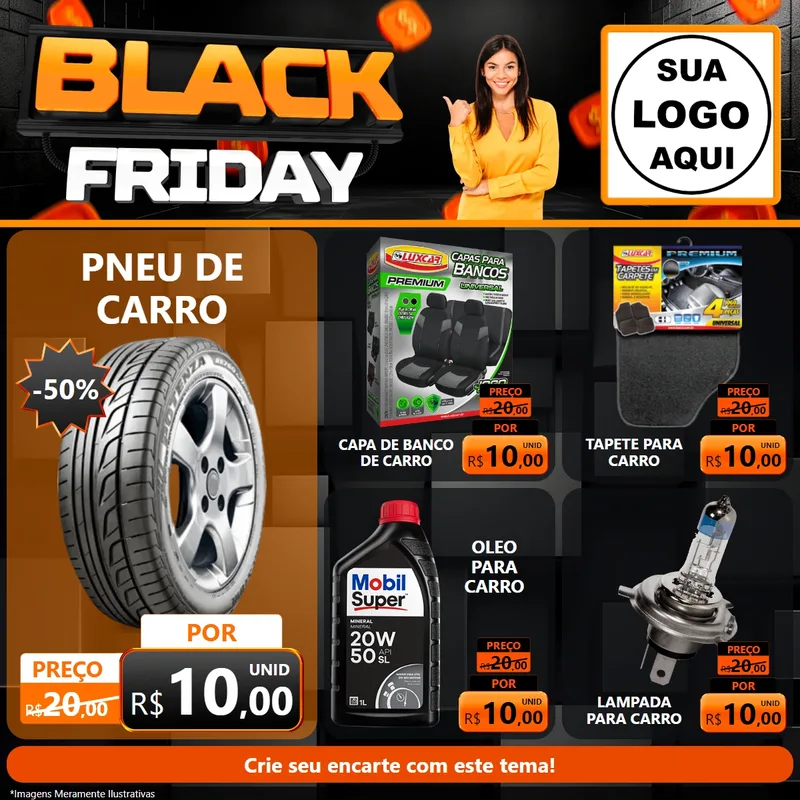 Modelo de Rede Social para Feed Facebook com o tema Black Friday para Auto peças