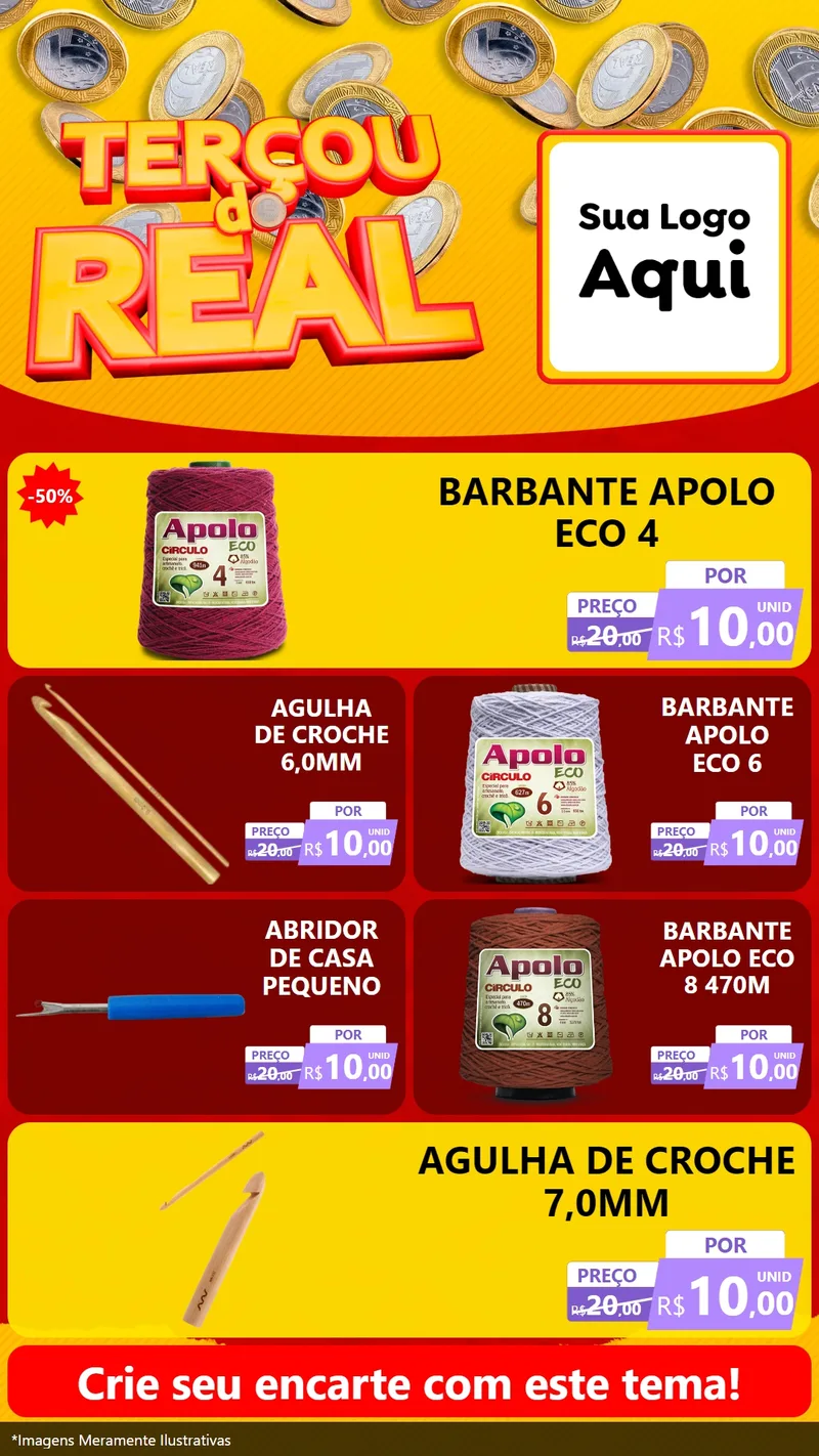 Modelo de TV para TV Vertical com o tema Terçou do Real para Armarinho e Aviamentos
