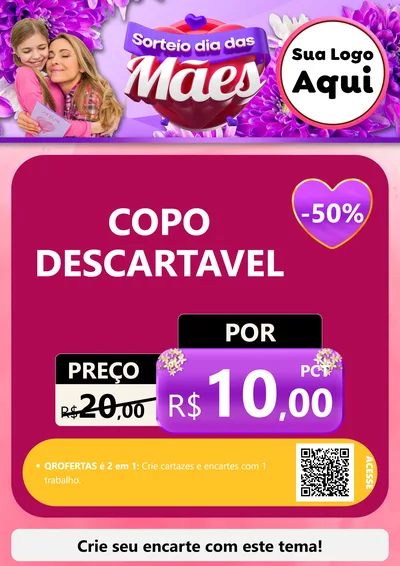 Modelo de Cartaz para Cartaz A4 Vertical com o tema Sorteio Dia das Mães para Embalagens