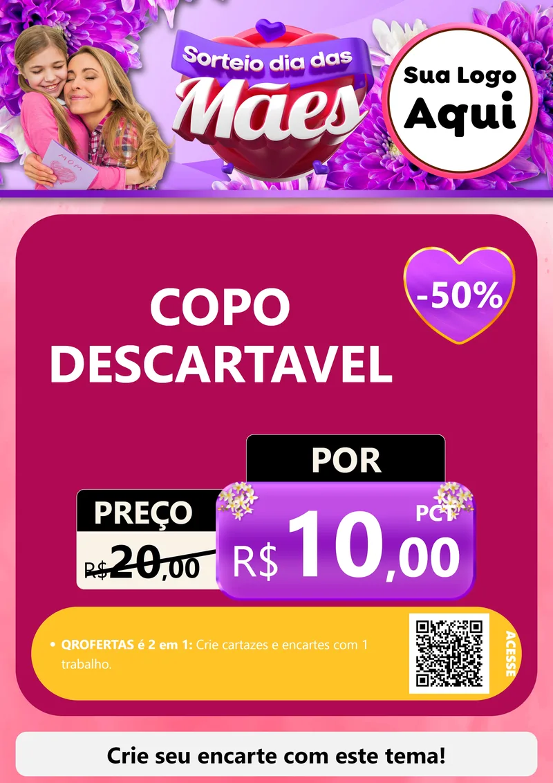 Modelo de Cartaz para Cartaz A4 Vertical com o tema Sorteio Dia das Mães para Embalagens