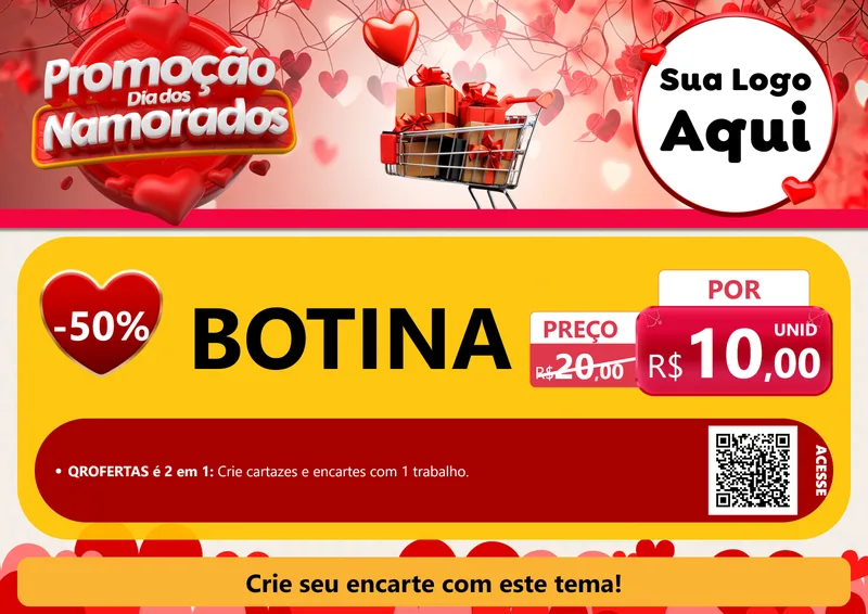 Modelo de Cartaz para Cartaz A4 Horizontal com o tema Promoção Dia dos Namorados para Agropecuária