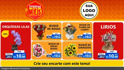 Modelo de TV para TV Horizontal com o tema Ofertas do Mês para Floricultura e jardim