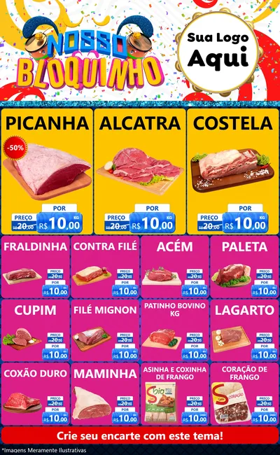 Modelo de Encarte para Encarte Grande com o tema Nosso Bloquinho para Açougue
