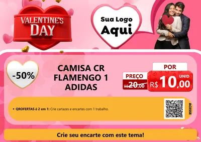 Modelo de Cartaz para Cartaz A4 Horizontal com o tema Valentine's Day para Roupas e acessórios