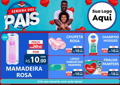 Modelo de Encarte para Encarte A4 Horizontal com o tema Semana Dos Pais para Bebês