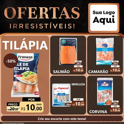 Modelo de Rede Social para Feed Facebook com o tema Ofertas Irresistíveis! para Peixaria