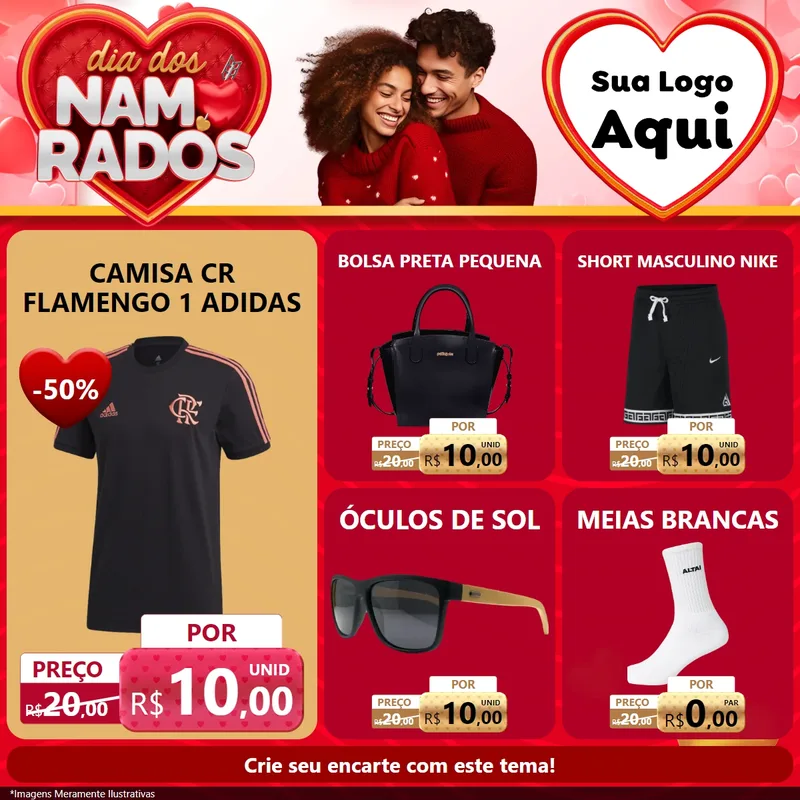 Modelo de Rede Social para Feed Facebook com o tema Dia dos Namorados para Roupas e acessórios