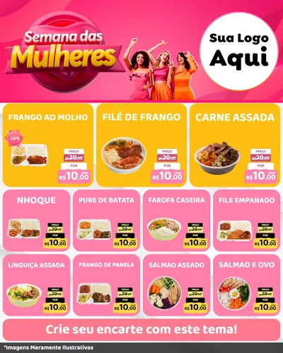 Modelo de Rede Social para Feed Instagram com o tema Semana das Mulheres para Restaurante