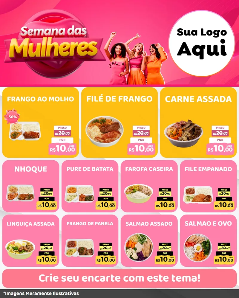 Modelo de Rede Social para Feed Instagram com o tema Semana das Mulheres para Restaurante