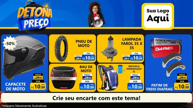 Modelo de TV para TV Horizontal com o tema Detona Preços para Moto peças