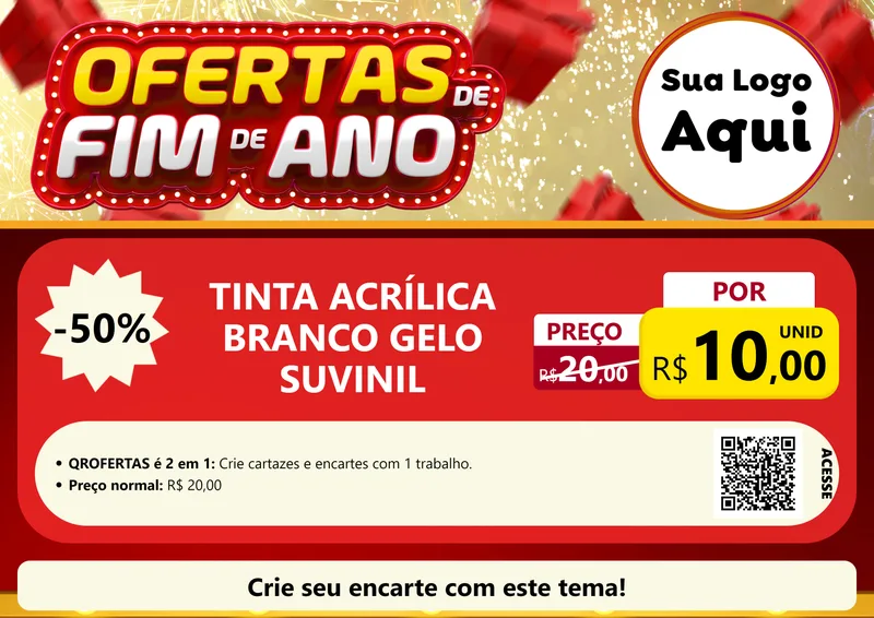 Modelo de Cartaz para Cartaz A4 Horizontal com o tema Ofertas de Fim de Ano para Tintas e Ferramentas