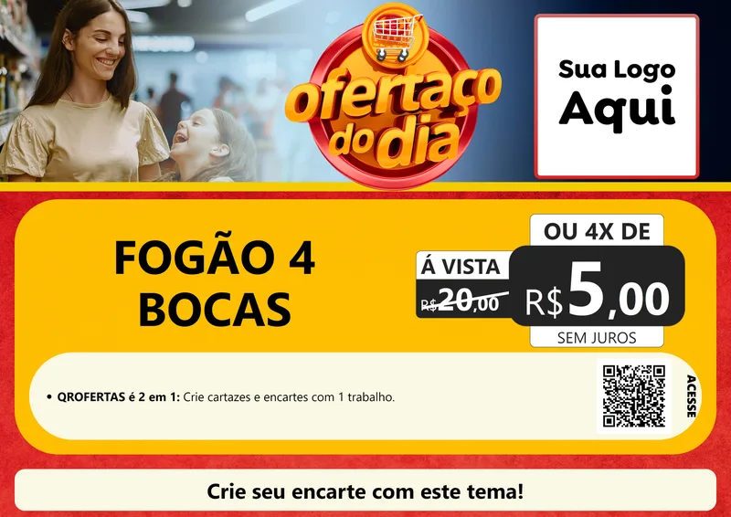 Modelo de Cartaz para Cartaz A4 Horizontal com o tema Ofertaço Do Dia para Móveis e Eletro