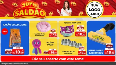 Modelo de TV para TV Horizontal com o tema Super Saldão para Pet Shop