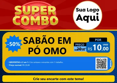 Modelo de Cartaz para Cartaz A4 Horizontal com o tema Super Combo para Produtos de Limpeza