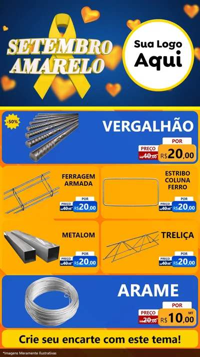Modelo de TV para TV Vertical com o tema Setembro Amarelo para Ferragens