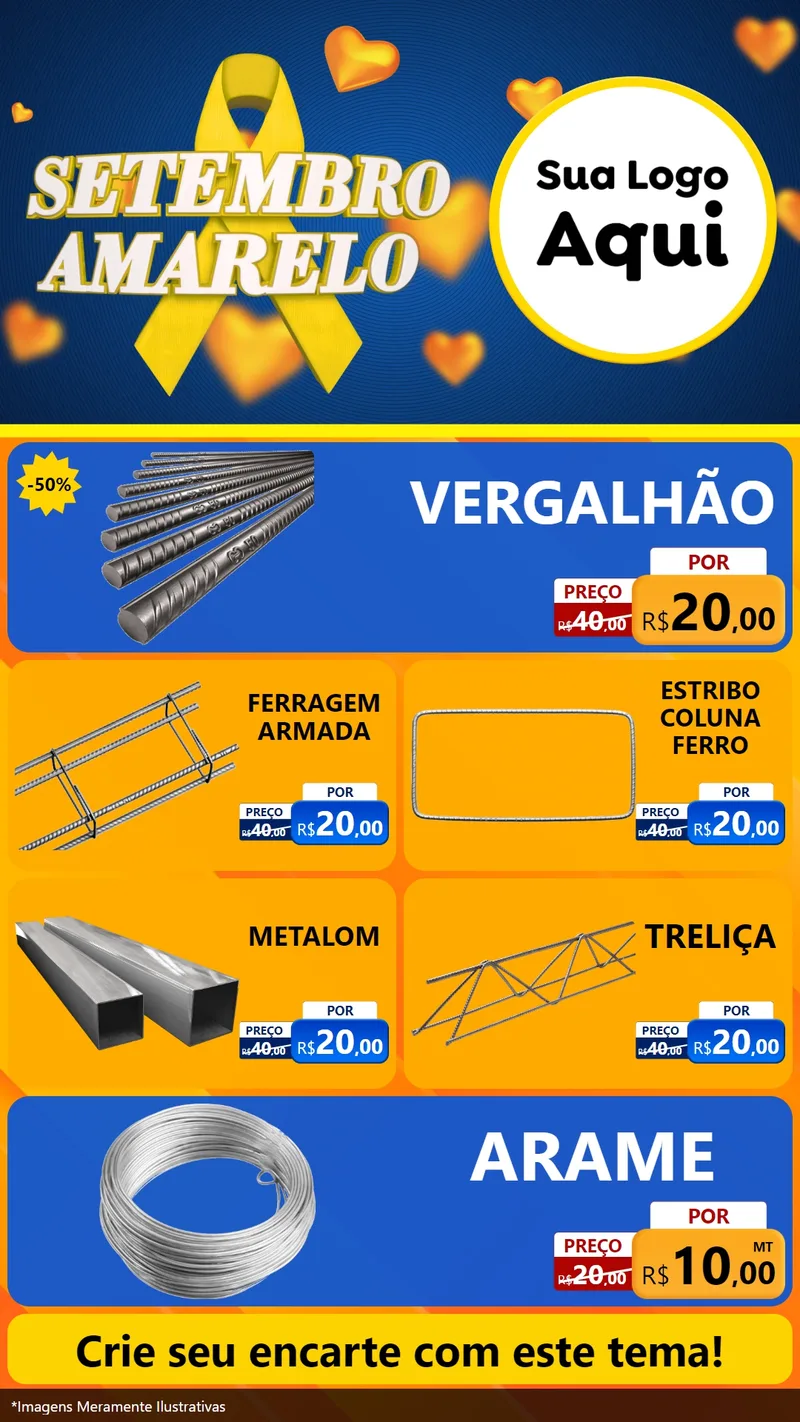 Modelo de TV para TV Vertical com o tema Setembro Amarelo para Ferragens