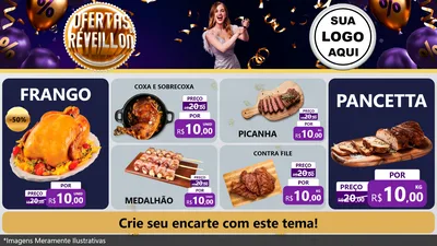 Modelo de TV para TV Horizontal com o tema Ofertas de Réveillon para Assados
