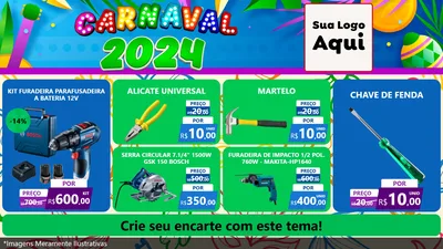 Modelo de TV para TV Horizontal com o tema Carnaval 2027 para Maquinas e Ferramentas