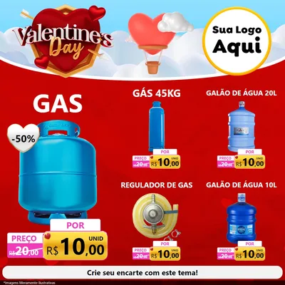 Modelo de Rede Social para Feed Facebook com o tema Valentine's Day para Água e gás