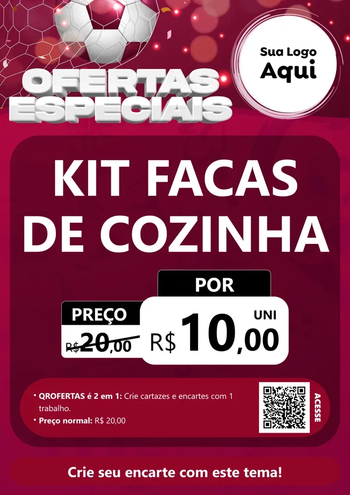 Modelo de Cartaz para Cartaz A4 Vertical com o tema Ofertas Especiais - Futebol para Utilidades Domésticas