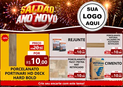 Modelo de Encarte para Encarte A4 Horizontal com o tema Saldão de Ano Novo para Pisos e revestimentos