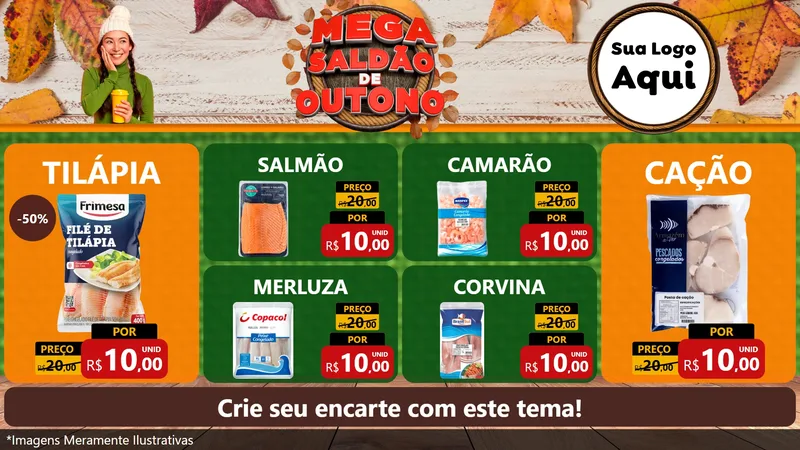 Modelo de TV para TV Horizontal com o tema Mega Saldão de Outono para Peixaria