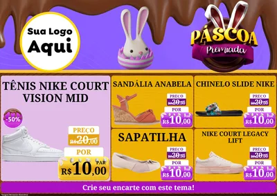Modelo de Encarte para Encarte A4 Horizontal com o tema Páscoa Premiada para Calçados