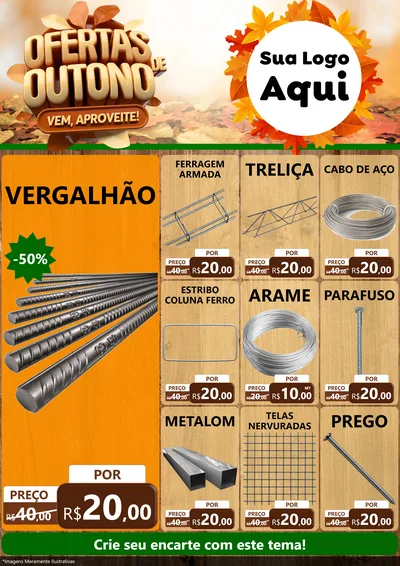 Modelo de Encarte para Encarte A4 Vertical com o tema Ofertas de Outono - Vem, Aproveite! para Ferragens