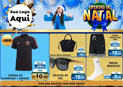 Modelo de Encarte para Encarte A4 Horizontal com o tema Ofertas de Natal para Roupas e acessórios