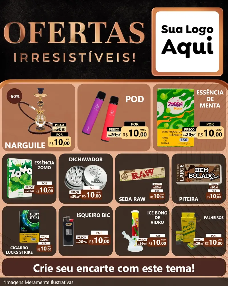 Modelo de Rede Social para Feed Instagram com o tema Ofertas Irresistíveis! para Tabacaria