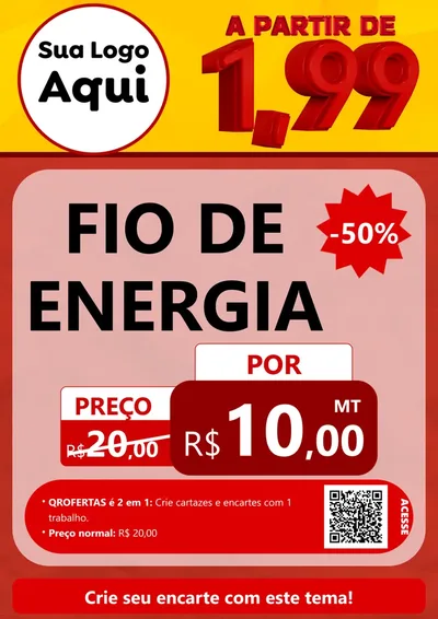 Modelo de Cartaz para Cartaz A4 Vertical com o tema A Partir de Um e Noventa e Nove - 1,99 para Materiais Elétricos
