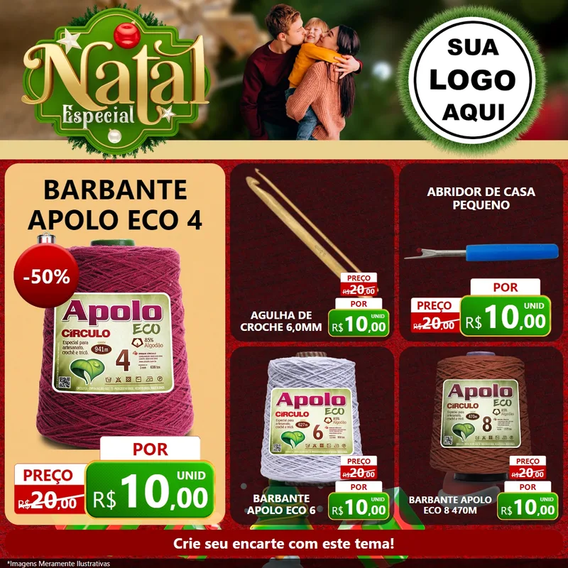 Modelo de Rede Social para Feed Facebook com o tema Natal Especial para Armarinho e Aviamentos