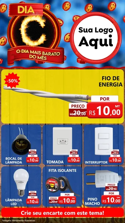 Modelo de Rede Social para Stories com o tema Dia C - O Dia Mais Barato Do Mês para Materiais Elétricos