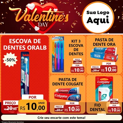 Modelo de Rede Social para Feed Facebook com o tema Valentine's Day para Higiene Pessoal