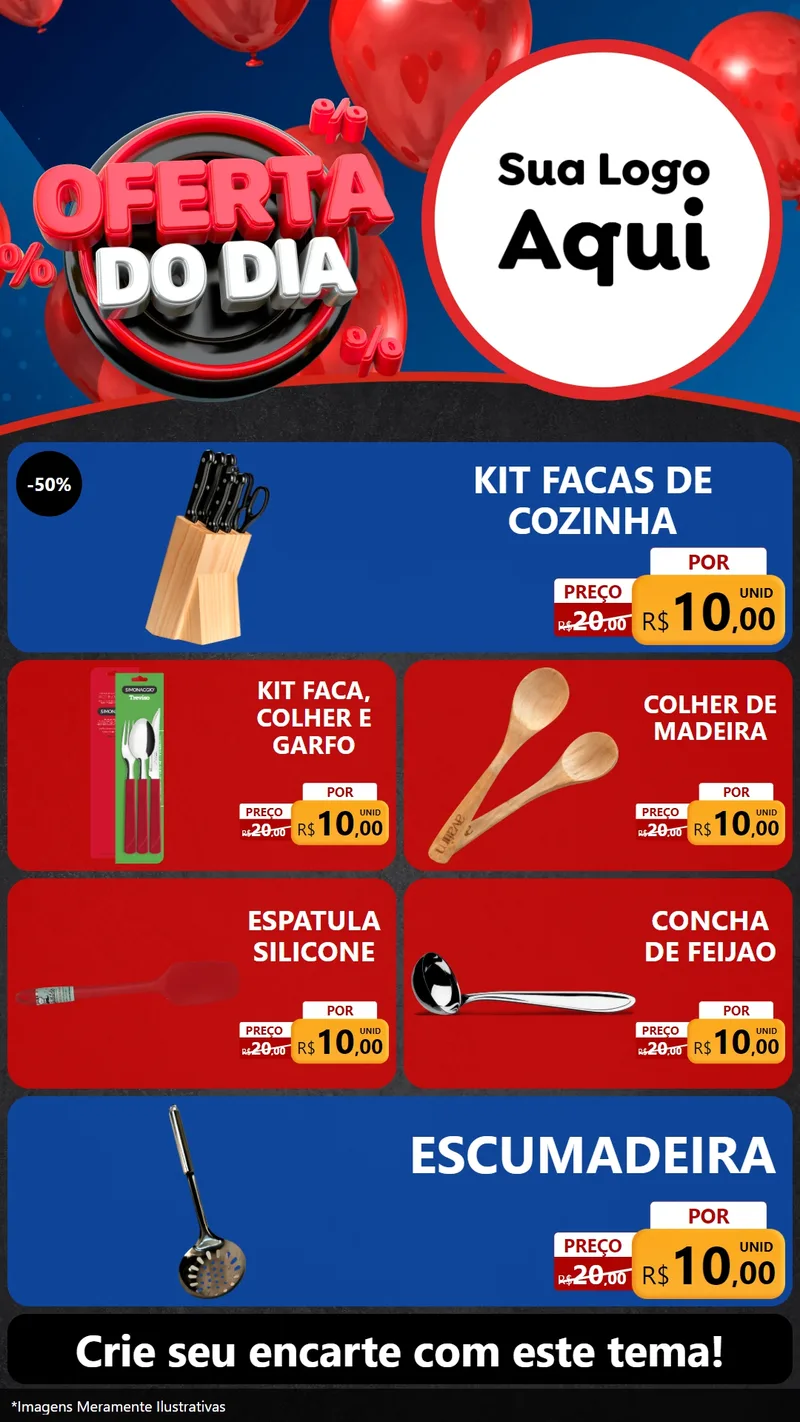Modelo de TV para TV Vertical com o tema Oferta do Dia para Utilidades Domésticas