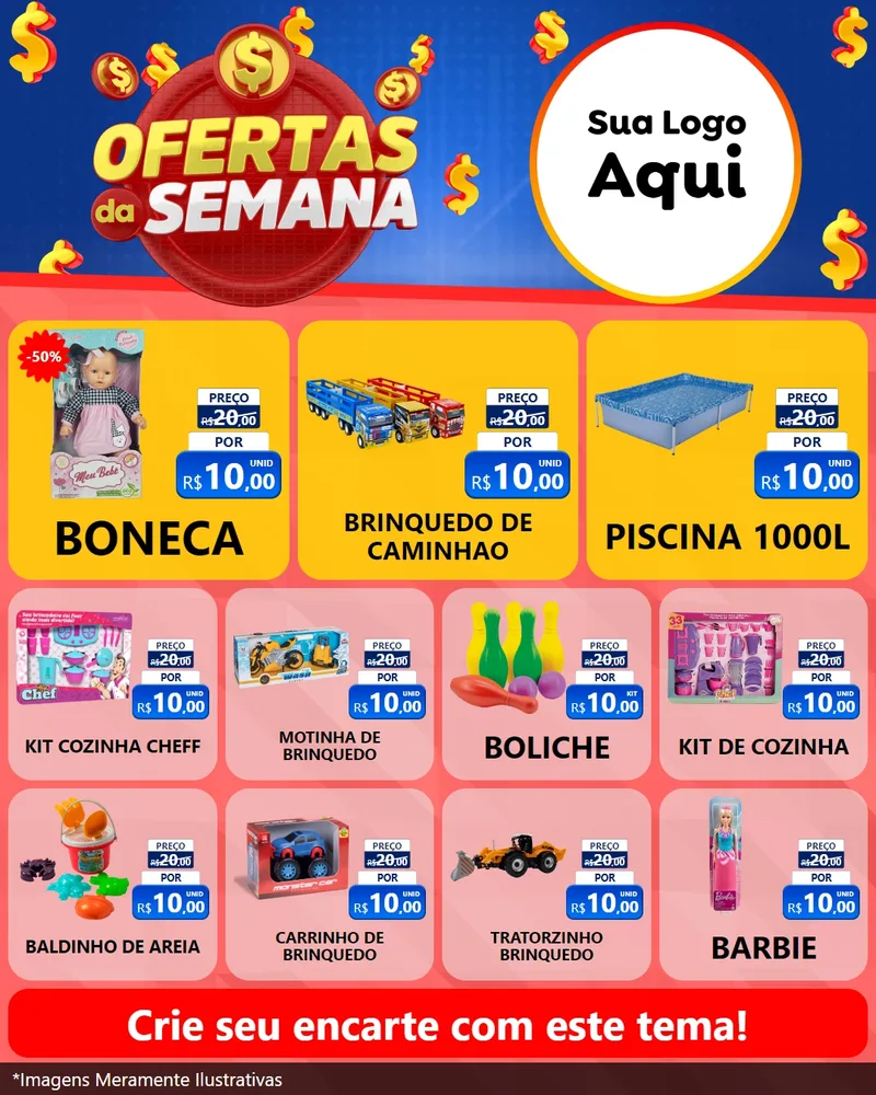 Modelo de Rede Social para Feed Instagram com o tema Ofertas Da Semana para Brinquedos