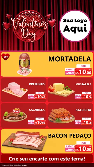Modelo de TV para TV Vertical com o tema Valentine's Day para Frios e Laticínios