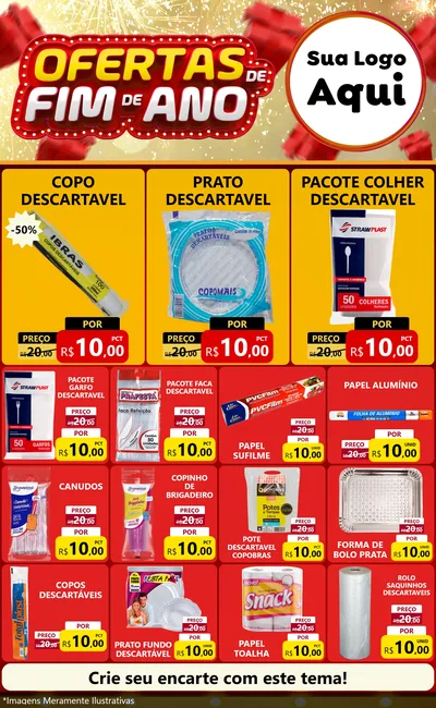 Modelo de Encarte para Encarte Grande com o tema Ofertas de Fim de Ano para Embalagens