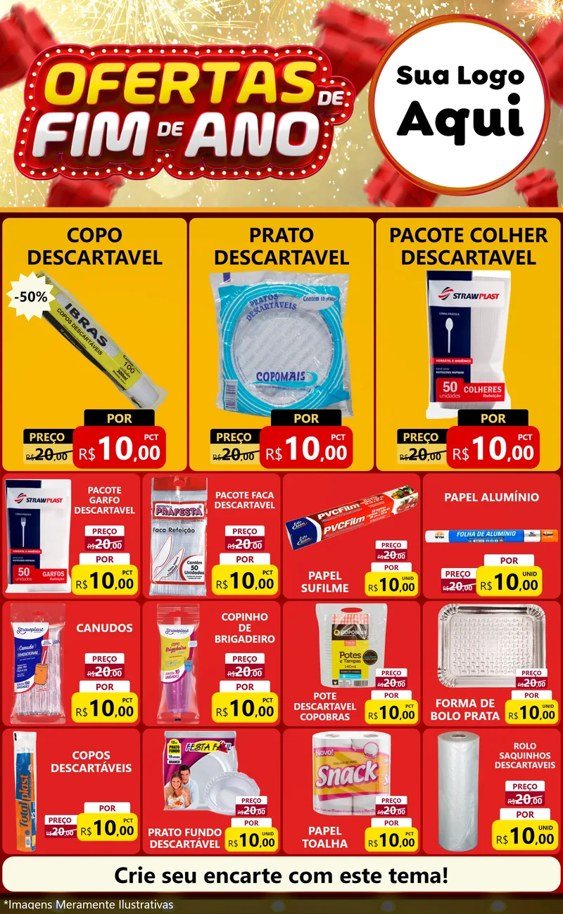 Modelo de Encarte para Encarte Grande com o tema Ofertas de Fim de Ano para Embalagens