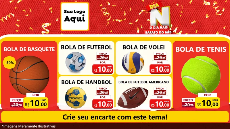 Modelo de TV para TV Horizontal com o tema Dia N o Dia Mais Barato do Mês para Artigos Esportivos