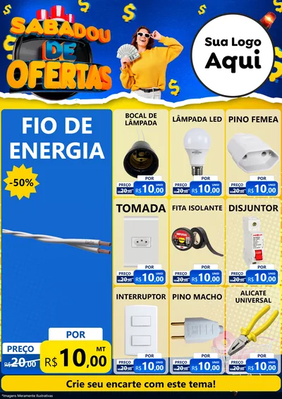 Modelo de Encarte para Encarte A4 Vertical com o tema Sabadou de Ofertas para Materiais Elétricos