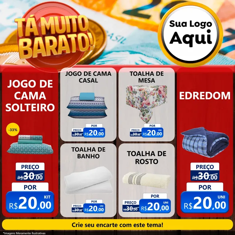 Modelo de Rede Social para Feed Facebook com o tema Está Muito Barato para Cama, Mesa e Banho