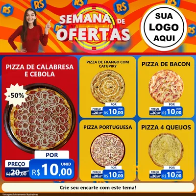 Modelo de Rede Social para Feed Facebook com o tema Semana de Ofertas para Pizzaria