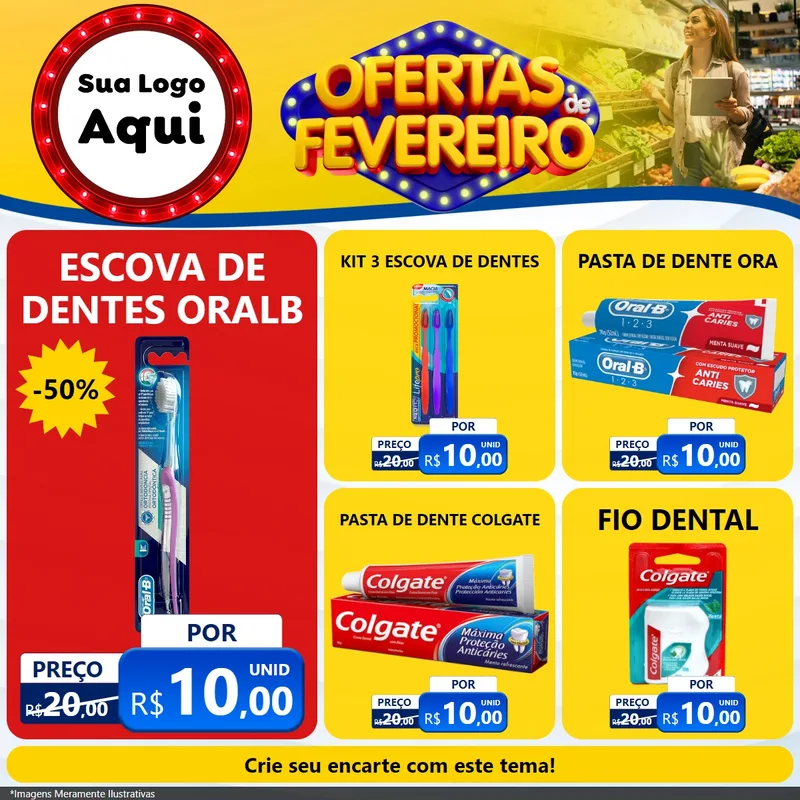 Modelo de Rede Social para Feed Facebook com o tema Ofertas de Fevereiro para Higiene Pessoal