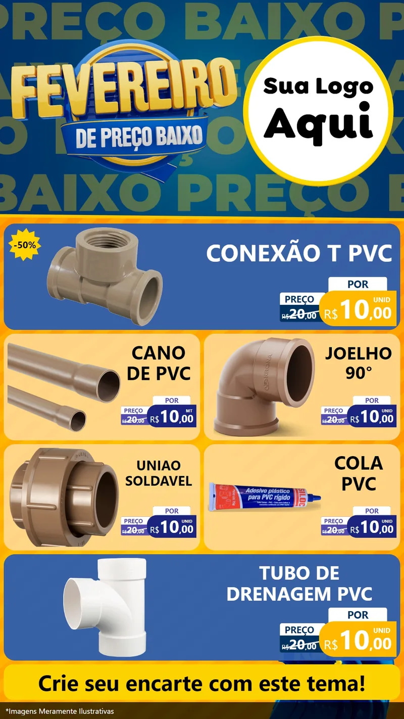 Modelo de TV para TV Vertical com o tema Fevereiro de Preço Baixo para Tubos e conexões