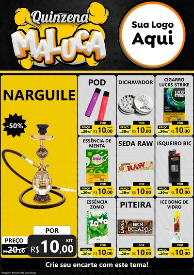 Modelo de Encarte para Encarte A4 Vertical com o tema Quinzena Maluca para Tabacaria