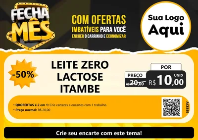 Modelo de Cartaz para Cartaz A4 Horizontal com o tema Fecha Mês para Frios e Laticínios