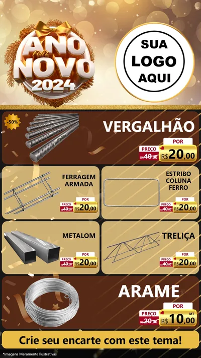Modelo de TV para TV Vertical com o tema Feliz Ano Novo 2027 para Ferragens